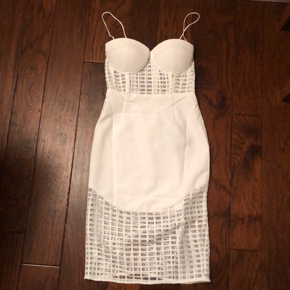 NEW NBD White Caged Dress XS